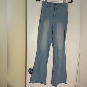 SHEIN Blue Flare Wide Leg Jeans